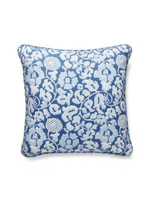 Scalamandre Pillows Maiden Floral Pillow 22 X 22 - Denim GWMAIDFPILL0003 60% LINEN 30% COTTON 10% NYLON U.S.A. Horizontal: and Vertical: 0 - My Fabric Connection -