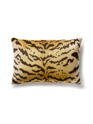 Scalamandre Pillows Tigre | Silk Pillow 22 X 14 - Ivory, Gold & Black SCLTIGRPILL0001 60% SILK / 27% COTTON / 13% POLYESTER U.S.A. Horizontal: and Vertical: 0 - My Fabric Connection -