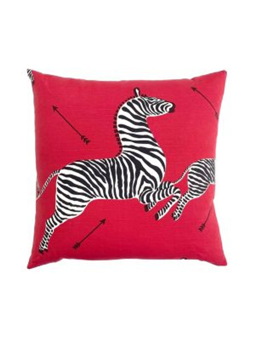 Scalamandre Pillows Zebras Pillow 22 X 22 - Masai Red SCZEBRAPILL0001 ZEBRA COLLECTION 73% COTTON; 27% LINEN U.S.A. Horizontal: and Vertical: 0 - My Fabric Connection -
