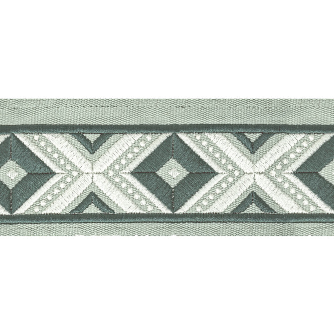 Stout Trim Oakdale Tape 1 Seaglass STITCHED UP TRIM 100%COT %BEMB INDIA Horizontal: 2.500 and Vertical: 3.000 2.5 in - My Fabric Connection -