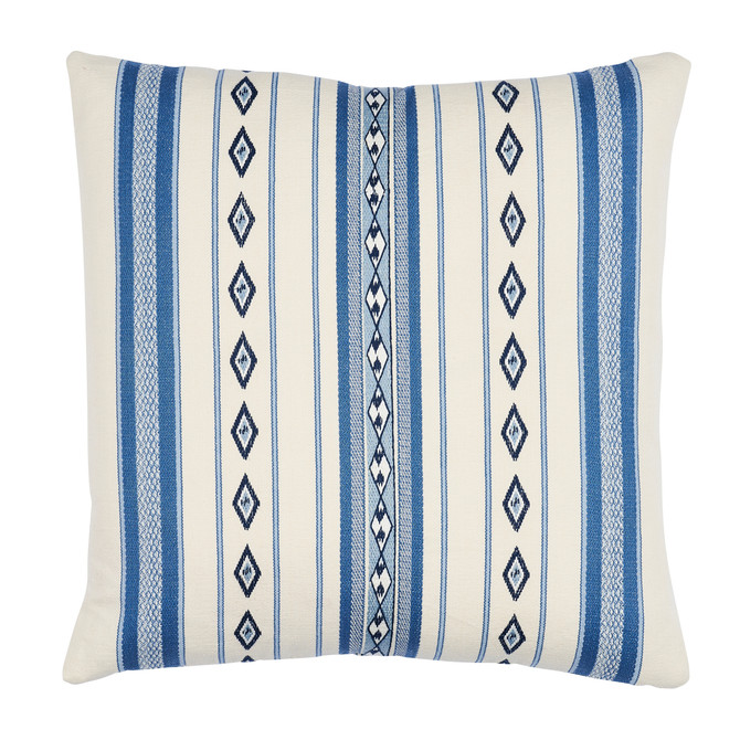 Schumacher Pillow Dakota Stripe 18" Blue Pillow World View II 87% Cotton, 13% Polyester 18 - My Fabric Connection -