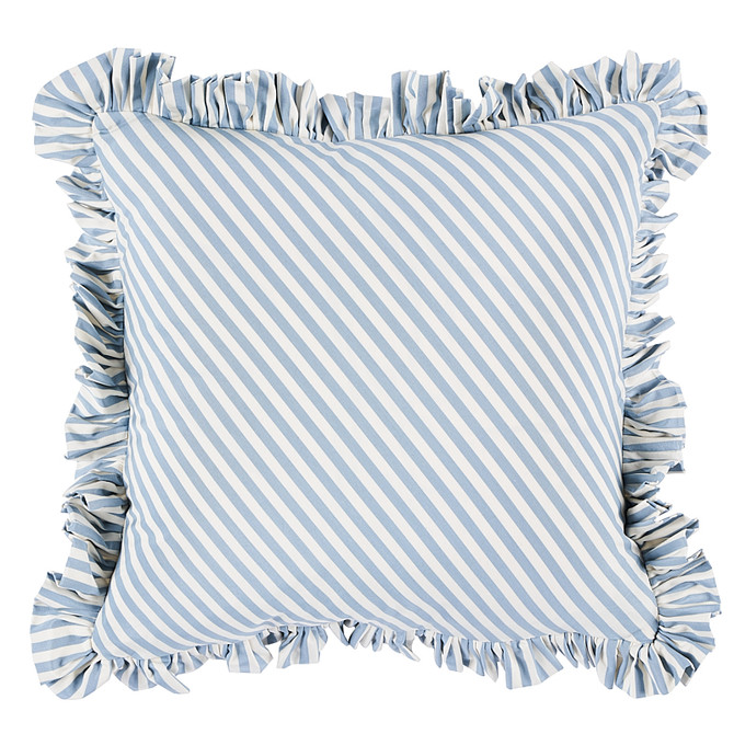 Schumacher Pillow Brigitte Stripe 14" Sky Pillow Essentials: Classic Stripes 100% Cotton 14 - My Fabric Connection -