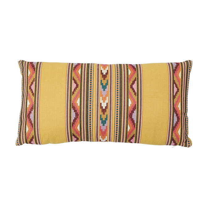 Schumacher Pillow Zarzuela Embroidery Saffron Pillow EXQUISITE EMBROIDERIES 68% Cotton, 32% Linen 24 - My Fabric Connection -