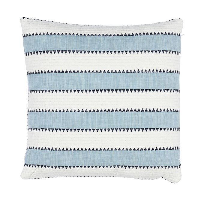 Schumacher Pillow Isolde Stripe 20" Sky Pillow Folk Art 72% Cotton, 22% Acrylic 20 - My Fabric Connection -