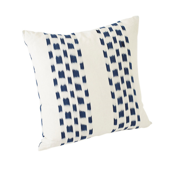 Schumacher Pillow Izmir Stripe 20" Indigo Pillow IKAT COLLECTION 65% Linen, 35% Cotton 20 - My Fabric Connection -
