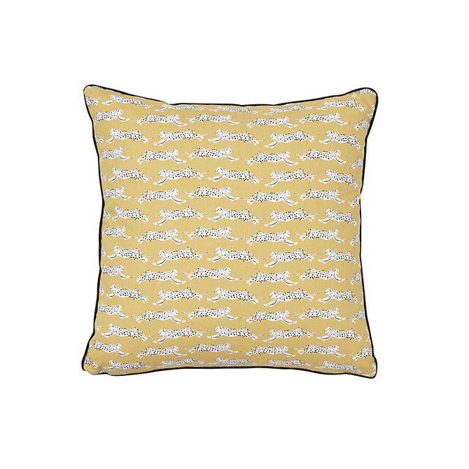 Schumacher Pillow Leaping Leopards 14" Yellow Pillow Essentials: Small-Scale Prints 100% COTTON 14 - My Fabric Connection -