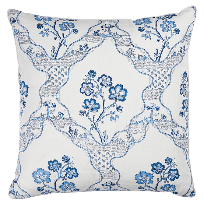 Schumacher Pillow Marella 22" Delft Pillow Vogue Living 90% Linen, 10% Nylon 22 - My Fabric Connection -