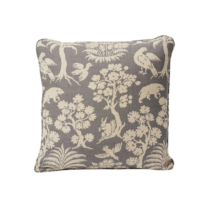 Schumacher Pillow Woodland Silhouette 18" Steel Pillow SCHUMACHER CLASSICS 100% Linen 18 - My Fabric Connection -