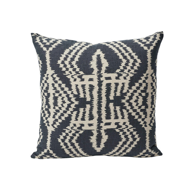 Schumacher Pillow Asaka Ikat 18" Charcoal Pillow IKAT COLLECTION 100% Linen 18 - My Fabric Connection -