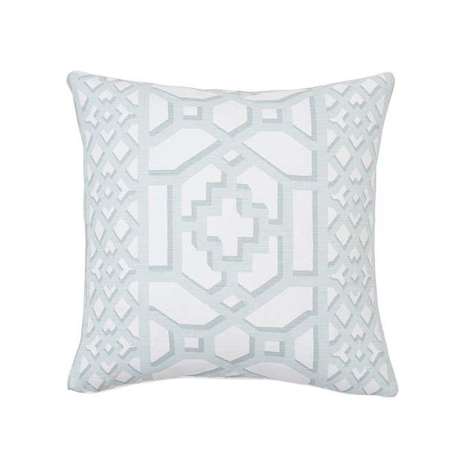 Schumacher Pillow Zanzibar Trellis 18" Winter Mint Pillow HAPPY TOGETHER II 55% LINEN, 45% COTTON 18 - My Fabric Connection -