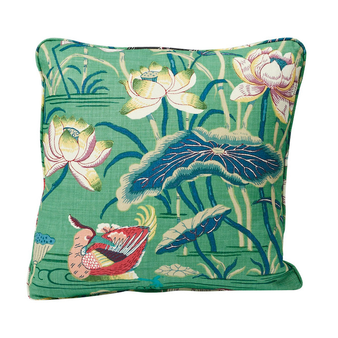 Schumacher Pillow Lotus Garden 18" Jade Pillow Schumacher Classics 100% Linen 18 - My Fabric Connection -