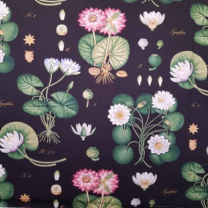 Waverly Fabric Luxury Lotus Home Sateen Onyx 2 Yards