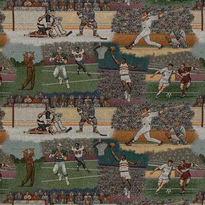 Charlotte Fabric D2681 Sports Novelty Tapestry 62% Cotton, 38% Polyester Made In USA Exceeds 100,000 Wyzenbeek Rubs </p><p>Repeat: Horizontal 29" x Vertical 14" 54 Inches - My Fabric Connection -