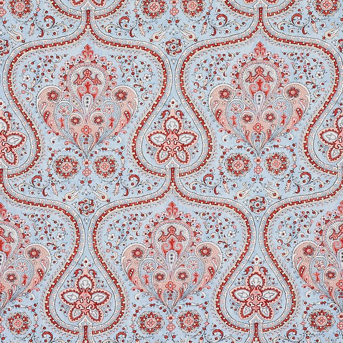 Schumacher Fabric Paisley Court Sky & Rose 179861 Fabric LINEN 100% UNITED KINGDOM </p><p>Repeat: H: 0, V: 0 54 - My Fabric Connection -