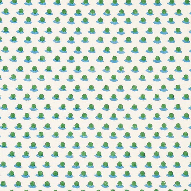 Schumacher Fabric Berry Hand Block Print Grass & Sky 179732 Molly Mahon 1.75" - My Fabric Connection -