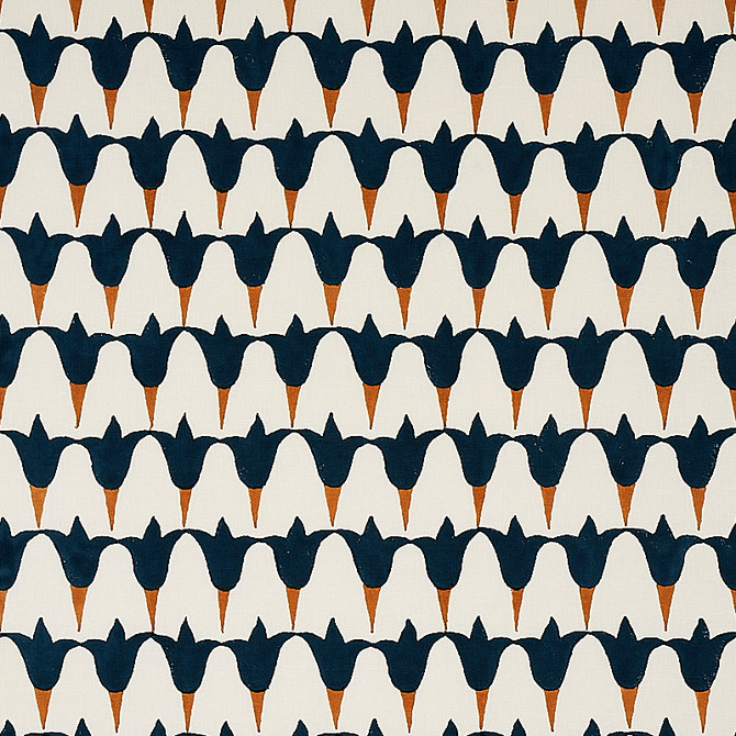 Schumacher Fabric Tulip Hand Block Midnight & Copper 179822 Fabric COTTON 55% INDIA </p><p>Repeat: H: HORZ. 5.1/2" (19CM), V: VERT. 7 1/4" (9CM) 55 - My Fabric Connection -