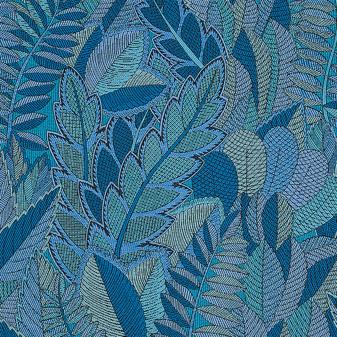 Schumacher Fabric Japura Forest Blues 80563 Fabric COTTON 71% FRANCE </p><p>Repeat: H: HORZ. 27 1/5" (69CM), V: VERT. 62 8/9" (160CM) 55 - My Fabric Connection -