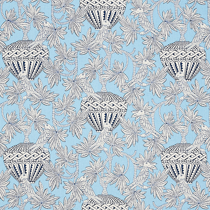 Schumacher Fabric Santarem Sky 179941 Fabric LINEN 55% UNITED STATES OF AMERICA </p><p>Repeat: H: HORZ. 13 1/2" (34CM), V: VERT. 27" (69CM) 54 - My Fabric Connection -