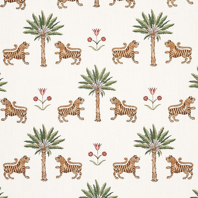 Schumacher Fabric Tiger Palm Cocoa 179930 Mystique 13.5" - My Fabric Connection -
