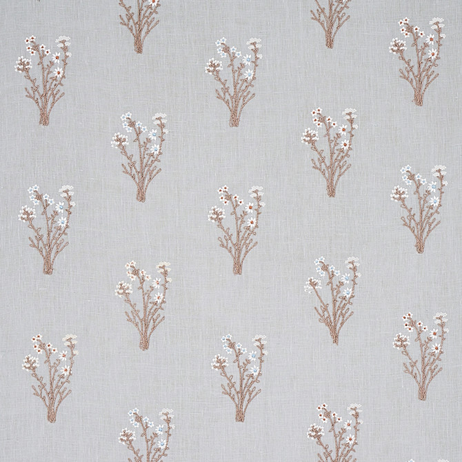 Schumacher Fabric Stora Embroidery Mineral 80400 Fabric LINEN 90% INDIA </p><p>Repeat: H: HORZ. 13" (33CM), V: VERT 15 3/4" (40CM) 52 - My Fabric Connection -