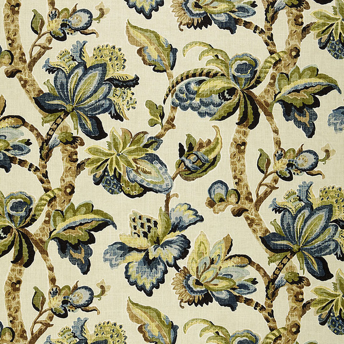 Schumacher Fabric Kemscott Indigo 174442 Fabric LINEN 100% THAILAND </p><p>Repeat: H: HORZ. 26" (66CM) , V: VERT. 32 1/4" (82CM) 52 - My Fabric Connection -