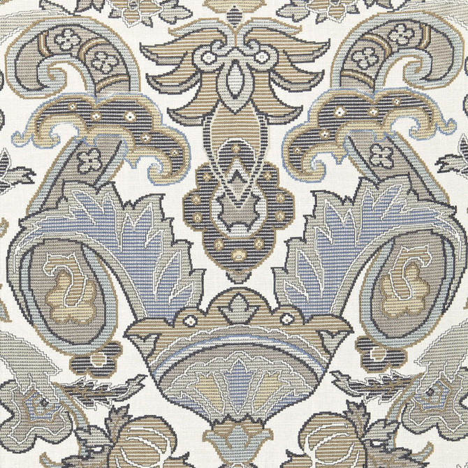 Schumacher Fabric Mataura Linen Print Greige 175081 Fabric LINEN 100% FRANCE </p><p>Repeat: H: HORZ. 26 3/4" (68CM) , V: VERT. 35 7/8" (91CM) 53.5 - My Fabric Connection -