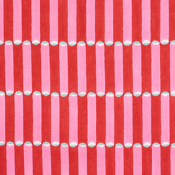 Schumacher Fabric Luna Pink & Red 179280 Fabric LINEN 100% INDIA </p><p>Repeat: H: HORZ. 1 3/4" (4CM) , V: VERT. 9 1/2" (24CM) 54 - My Fabric Connection -