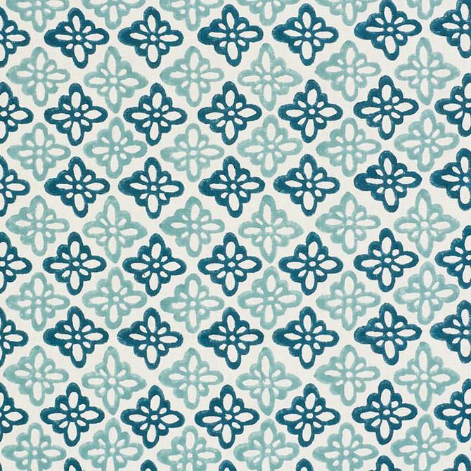 Schumacher Fabric Pattee Blue 179301 Fabric LINEN 100% INDIA </p><p>Repeat: H: HORZ. 3" (8CM) , V: VERT. 5 1/2" (14CM) 54 - My Fabric Connection -