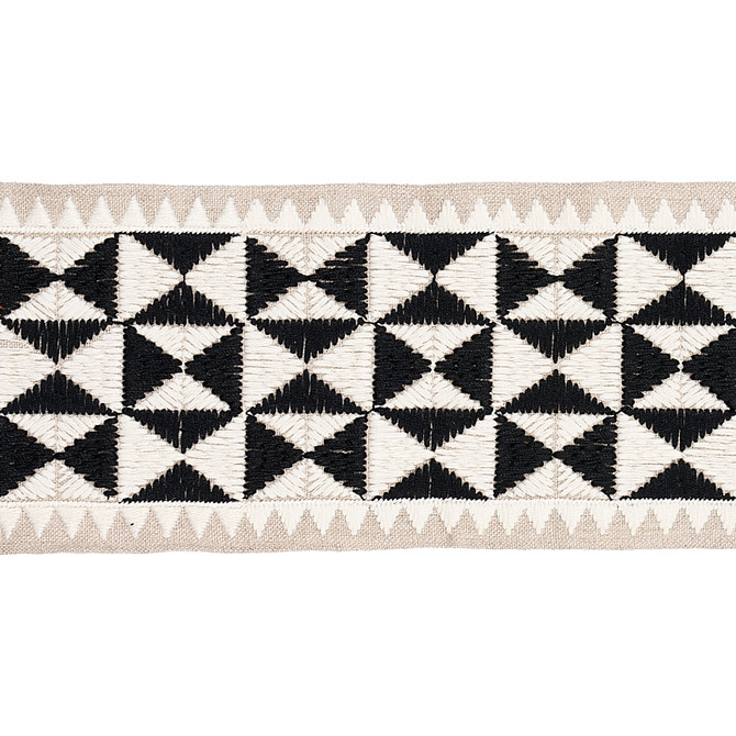 Schumacher Fabric Zulma Black 80190 Fabric LINEN 90% INDIA </p><p>Repeat: H: 0, V: VERT. 2 3/4" (7CM) 4 - My Fabric Connection -