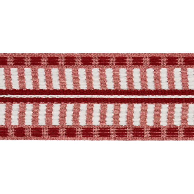 Schumacher Fabric Jacobsen Tape Indoor/Outdoor Rose 73634 Fabric POLYACRYLIC 100% GERMANY </p><p>Repeat: H: HORZ. 1/2" (1CM), V: 2 1/2" (6CM) - My Fabric Connection -