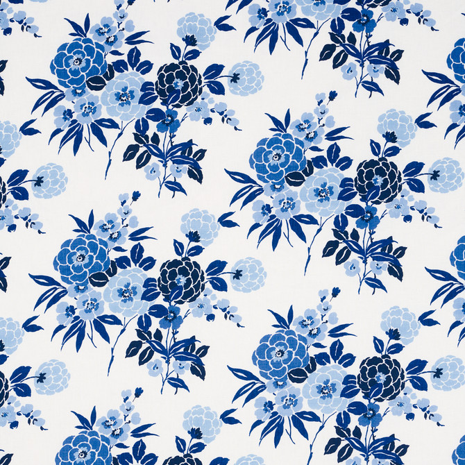 Schumacher Fabric Valentina Floral Blue 180020 Fabric LINEN 100% THAILAND </p><p>Repeat: H: HORZ. 13 1/2" (34CM), V: VERT. 13 1/2" (34CM) 54" (137CM) - My Fabric Connection -