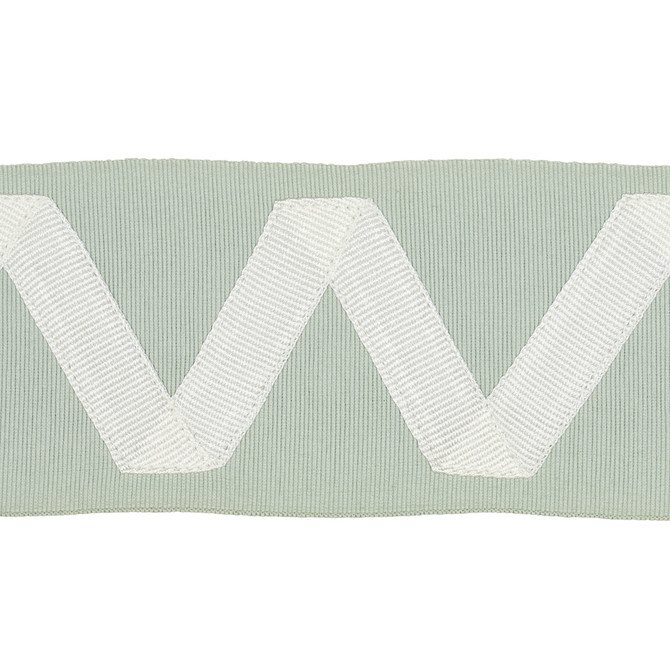 Schumacher Fabric Legere Applique Tape Ivory On Seaglass 80872 Fabric COTTON 65% INDIA </p><p>Repeat: H: HORZ. 2 3/5" (7CM), V: 2 3/4" (7CM) 2.6 - My Fabric Connection -