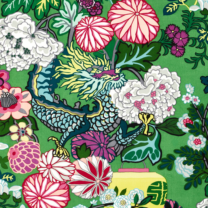 Schumacher Fabric Chiang Mai Dragon Velvet Jade 81171 Fabric COTTON 88% UNITED KINGDOM </p><p>Repeat: H: , V: VERT. 48" (122CM) 54" (137CM) - My Fabric Connection -