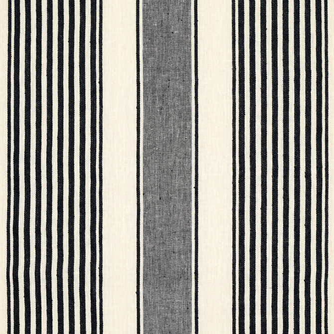 Schumacher Fabric Summerville Linen Stripe Black 66096 Fabric LINEN 100% </p><p>Repeat: H: HORZ. 13 1/2" (34CM), V: 54 - My Fabric Connection -