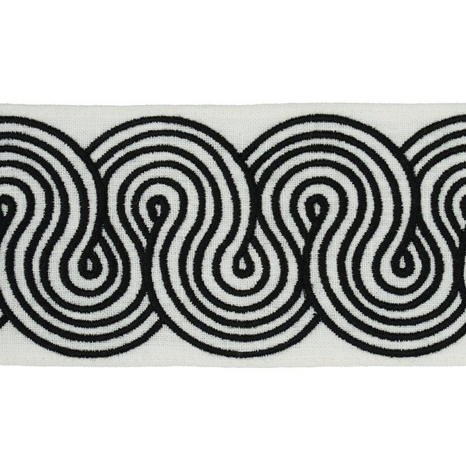 Schumacher Fabric Giraldi Embroidered Trim Black 81250 Fabric LINEN 90% </p><p>Repeat: H: , V: 54 - My Fabric Connection -