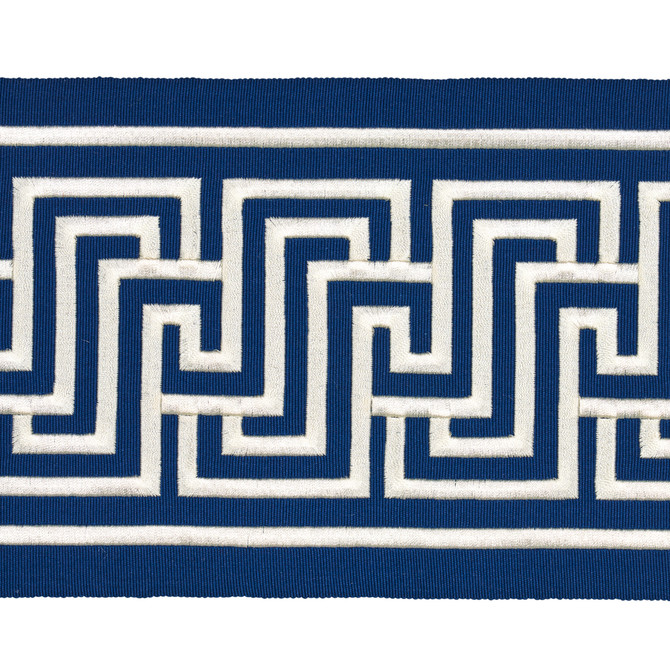 Schumacher Fabric Labyrinth Tape Navy 66149 Fabric COTTON 75% </p><p>Repeat: H: HORZ. 2 1/2" (6CM), V: 54 - My Fabric Connection -