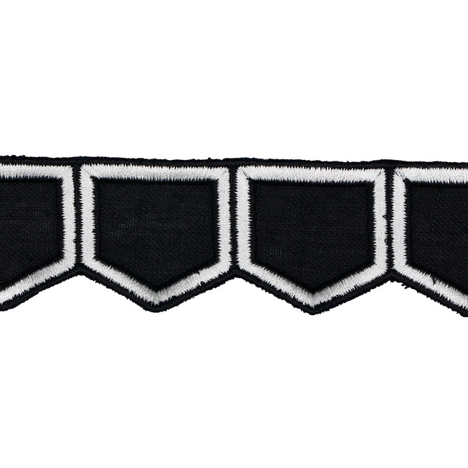 Schumacher Fabric Honeycomb Trim Black 81752 Fabric LINEN 0% 0% INDIA </p><p>Repeat: H: 0, V: 0 1 1/2" (4CM) - My Fabric Connection -