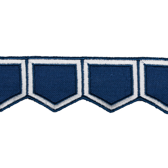 Schumacher Fabric Honeycomb Trim Blue 81751 Fabric LINEN 0% 0% INDIA </p><p>Repeat: H: 0, V: 0 1 1/2" (4CM) - My Fabric Connection -