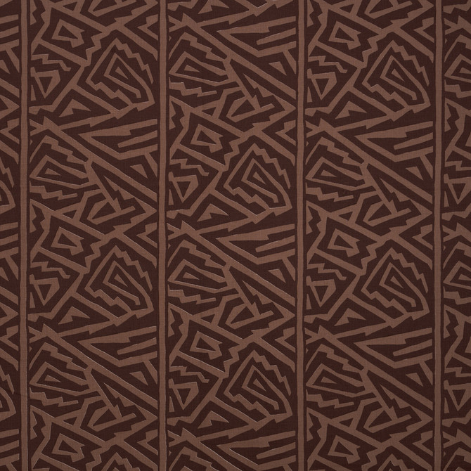 Schumacher Fabric Jagged Maze Brown 180321 Fabric COTTON 100% INDIA </p><p>Repeat: H: HORZ. 7 5/7" (20CM), V: VERT. 11 3/4" (30CM) 52" (132CM) - My Fabric Connection -