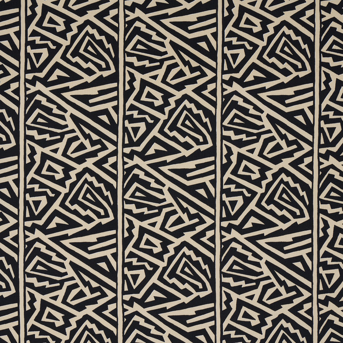 Schumacher Fabric Jagged Maze Black 180320 Fabric COTTON 100% INDIA </p><p>Repeat: H: HORZ. 7 5/7" (20CM), V: VERT. 11 3/4" (30CM) 52" (132CM) - My Fabric Connection -