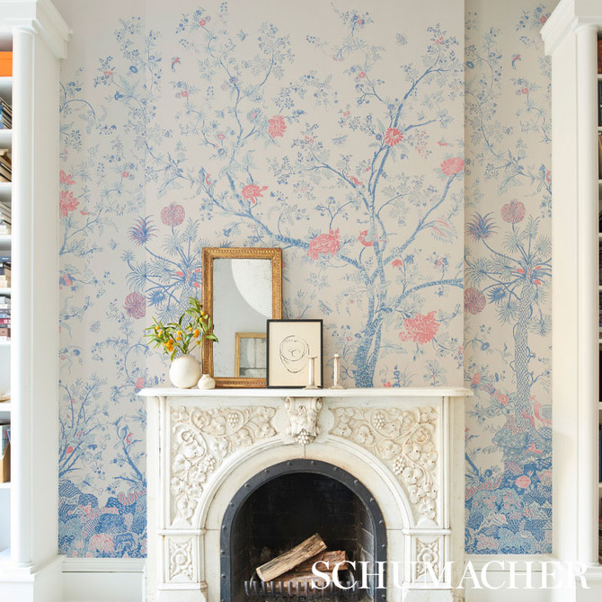 Schumacher Wallcovering Amaltas Blue & Red 5012330 Wallcovering Paper UNITED STATES OF AMERICA 0 </p><p>Repeat: H: HORZ. 108" (274CM), V: VERT. 144? (366CM) 54 - My Fabric Connection -
