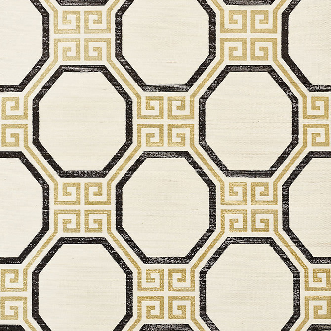 Schumacher Wallcovering Octavia Sisal Gold & Jet 5008930 Wallcovering Paper UNITED STATES OF AMERICA </p><p>Repeat: H: HORZ. 11 1/4" (29CM), V: VERT. 11 3/4" (30CM) 34.5 - My Fabric Connection -