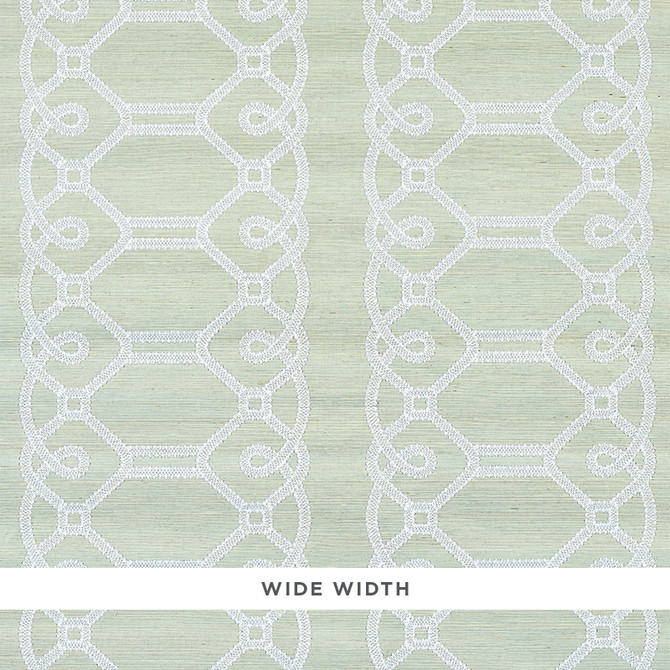 Schumacher Wallcovering Ziz Embroidered Sisal Mineral 5011472 Wallcovering Paper INDIA </p><p>Repeat: H: HORZ. 15 3/4" (40CM), V: VERT. 5 1/4" (13CM) 36 - My Fabric Connection -