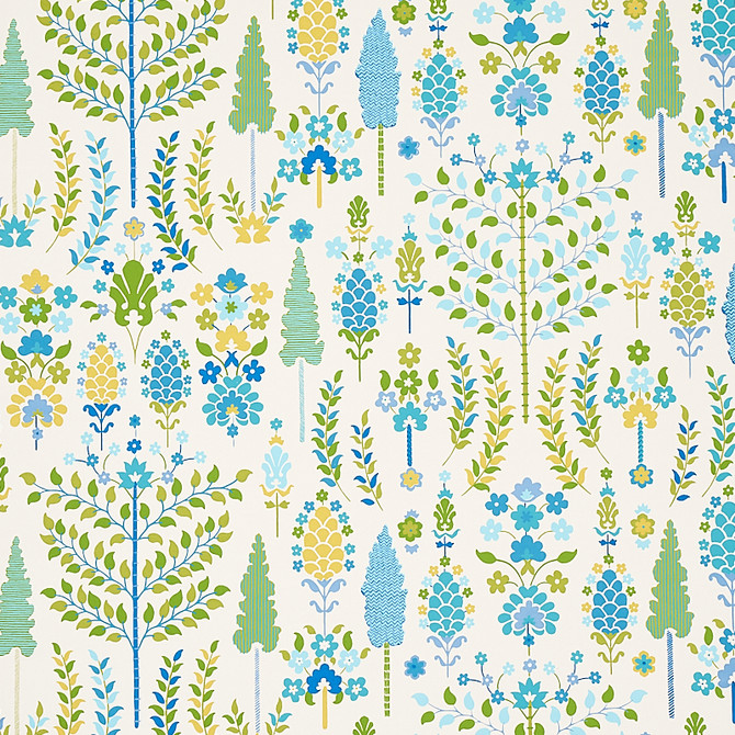 Schumacher Wallcovering Desna Peacock 5011850 Wallcovering Paper UNITED STATES OF AMERICA </p><p>Repeat: H: HORZ. 27" (69CM), V: VERT. 18" (46CM) 27 - My Fabric Connection -