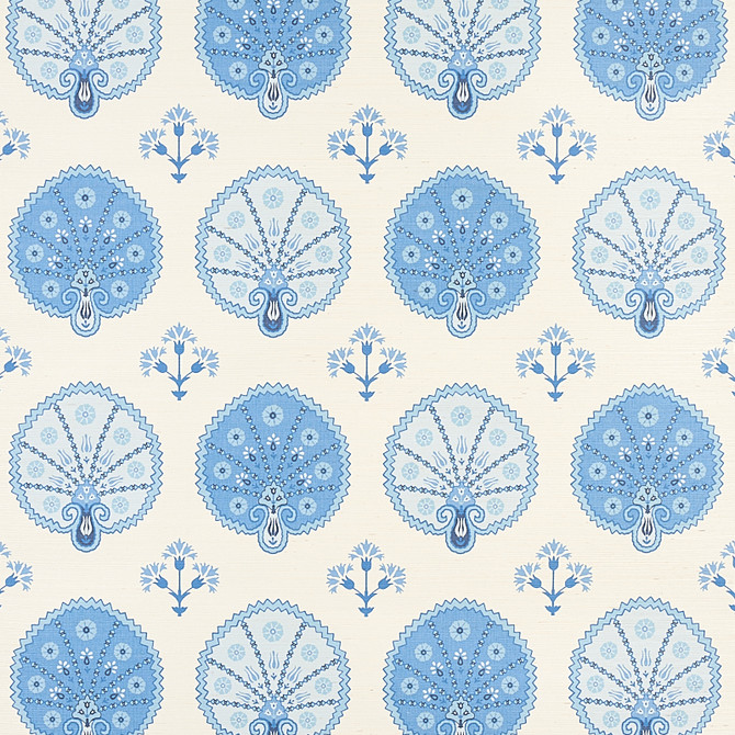 Schumacher Wallcovering Chamba Crown Blue 5012282 Wallcovering Paper UNITED STATES OF AMERICA </p><p>Repeat: H: HORZ. 34" (86CM), V: VERT. 19 5/8" (50CM) 34 - My Fabric Connection -