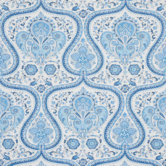 Schumacher Wallcovering Paisley Court Blue 5012270 Wallcovering Paper UNITED STATES OF AMERICA </p><p>Repeat: H: HORZ. 13 1/2" (34CM), V: VERT. 24" (61CM) 27 - My Fabric Connection -