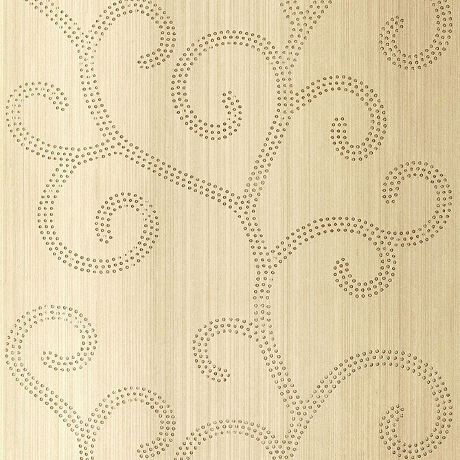 Schumacher Wallcovering Raindrop Scroll White Gold 5005702 Wallcovering Paper UNITED STATES OF AMERICA </p><p>Repeat: H: HORZ. 27" (69CM) , V: VERT. 23" (58CM) 27 - My Fabric Connection -