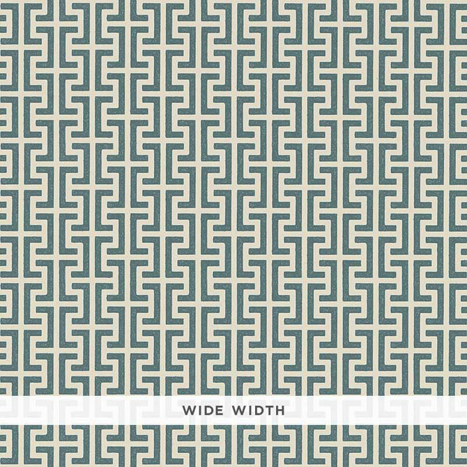 Schumacher Wallcovering Temple Peacock Blue 5008055 Wallcovering Paper UNITED STATES OF AMERICA </p><p>Repeat: H: HORZ. 4 1/2" (11CM), V: VERT. 4 1/2" (11CM) 56.5 - My Fabric Connection -