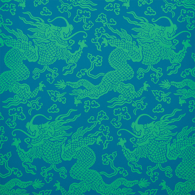 Schumacher Wallcovering Ruan Dragon Damask Peacock 5010882 Wallcovering Paper UNITED STATES OF AMERICA </p><p>Repeat: H: HORZ. 27" (69CM) , V: VERT. 25 1/8" (64CM) 27 - My Fabric Connection -