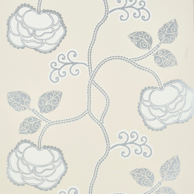 Schumacher Wallcovering Queen Fruit Silver White 5011410 Wallcovering Paper UNITED KINGDOM </p><p>Repeat: H: HORZ. 20 1/2" (52CM) , V: VERT. 28 1/2" (72CM) 20.5 - My Fabric Connection -